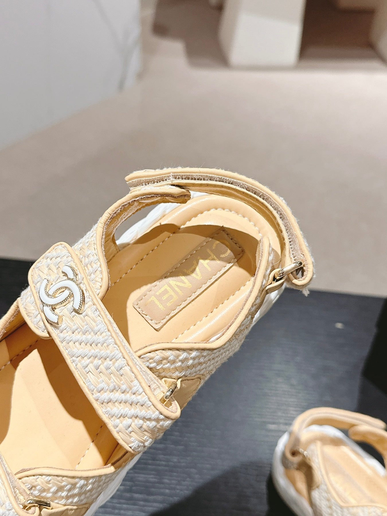 CC DAD SANDALS IN LIGHT YELLOW CALFSKIN