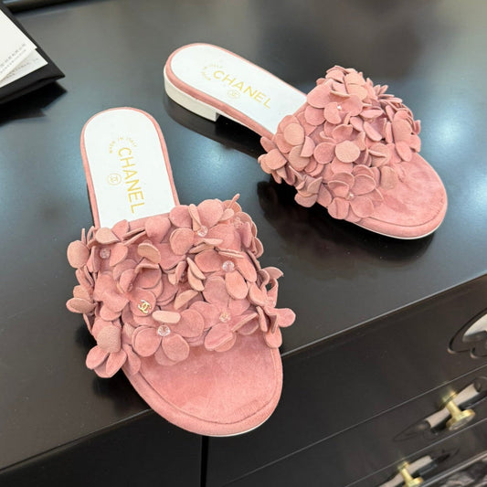 FLAT MULE 15 MM IN PEACH PINK SUEDE