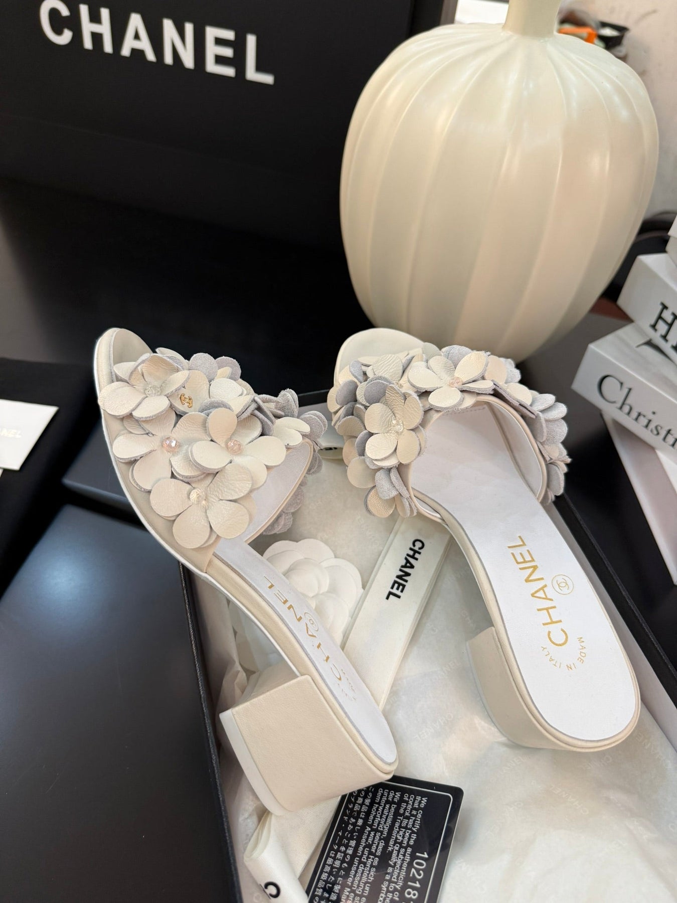 MID HEEL 45 MM MULE IN WHITE CALFSKIN