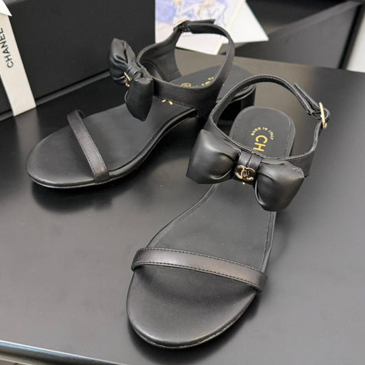 FLAT SANDALS 5 MM IN BLACK CALFSKIN