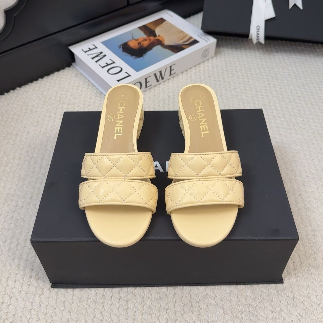 CC 25C Mule Sandal 45mm Open Heel Beige Lambskin 233493