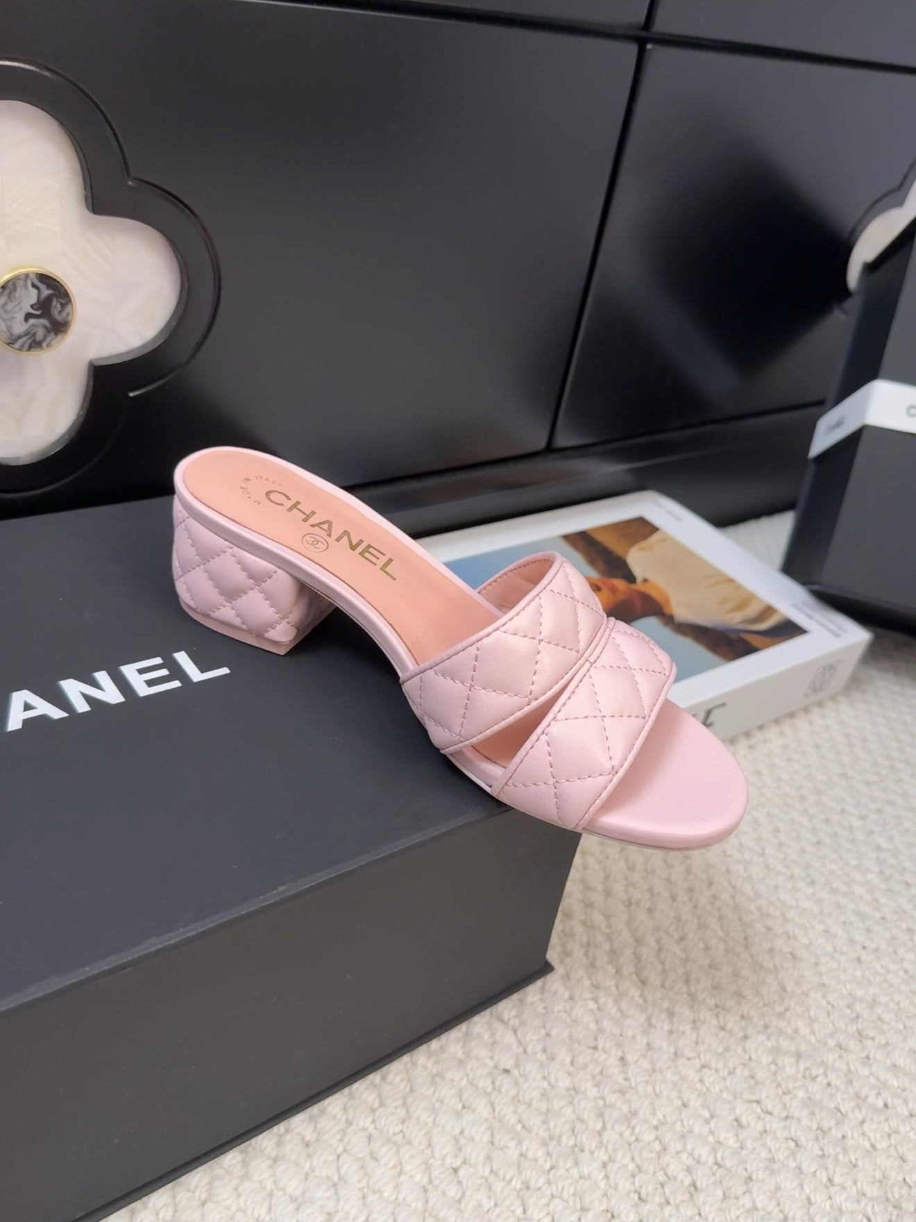 CC 25C Mule Sandal 45mm Open Heel Pink Lambskin 233494