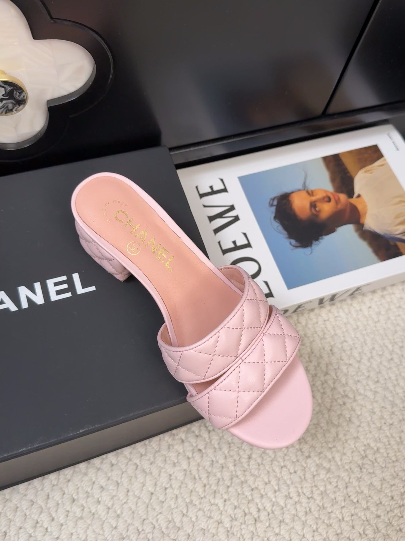 CC 25C Mule Sandal 45mm Open Heel Pink Lambskin 233494