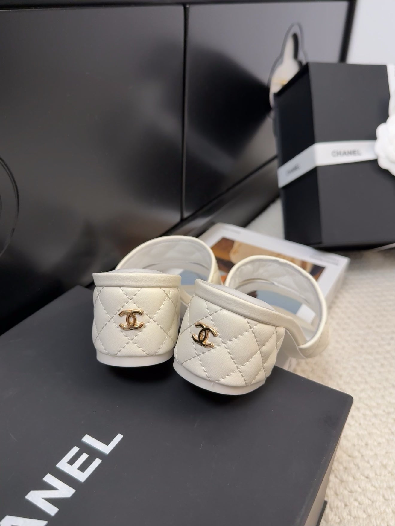 CC 25C Mule Sandal 45mm Open Heel White Lambskin 233495