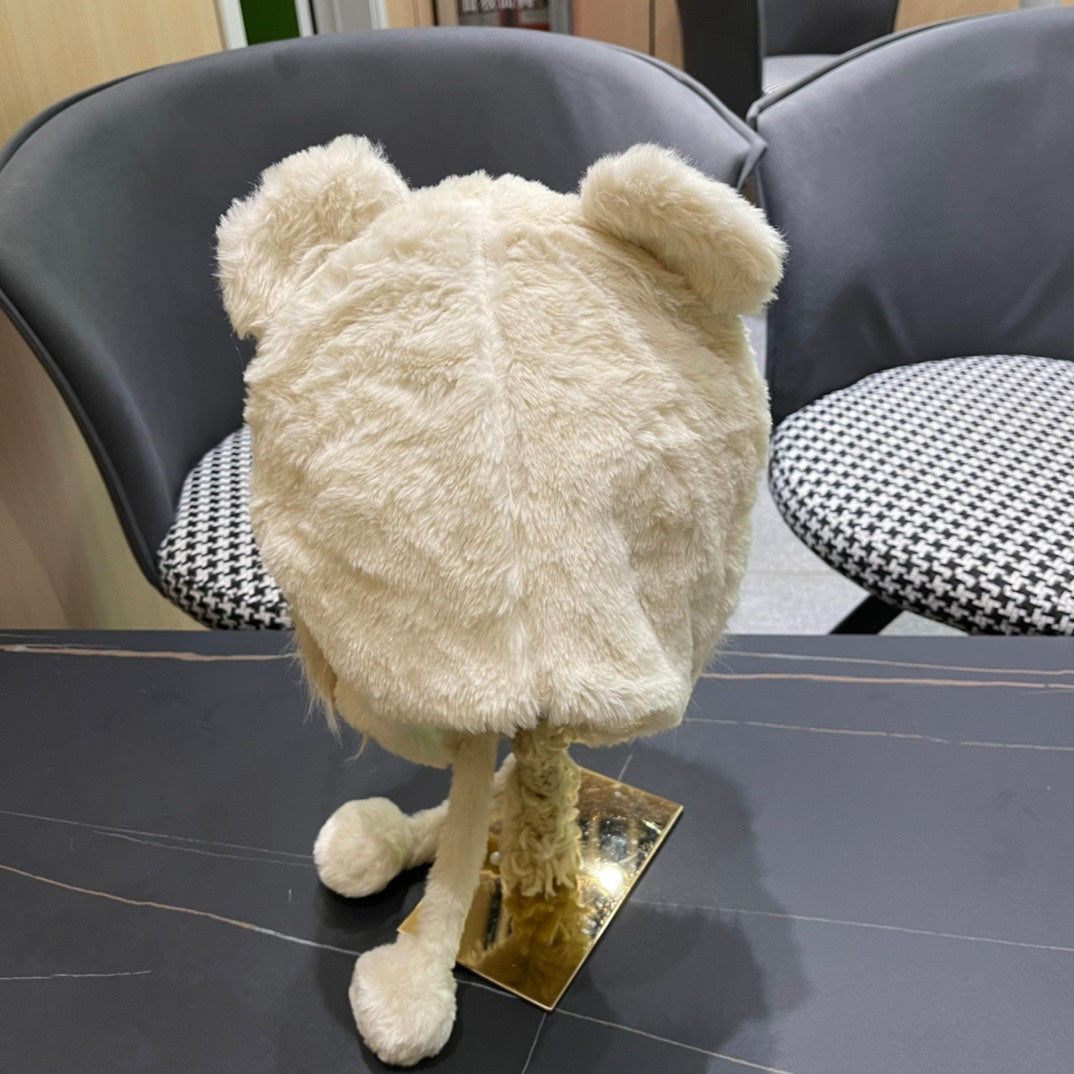 BEANIE HAT IN WHITE LINEN FLEECE AND WOOL 433165