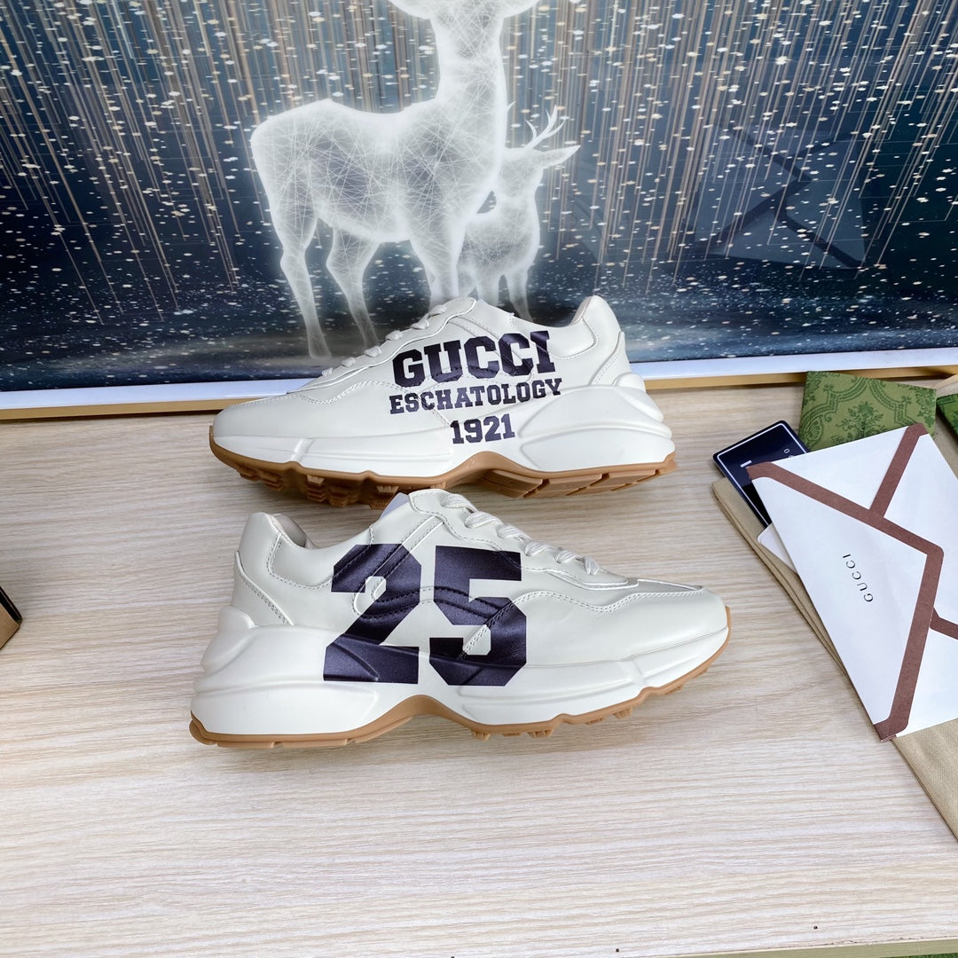 GG COUPLE TRAINER WHITE CALFSKIN WITH ICON 25