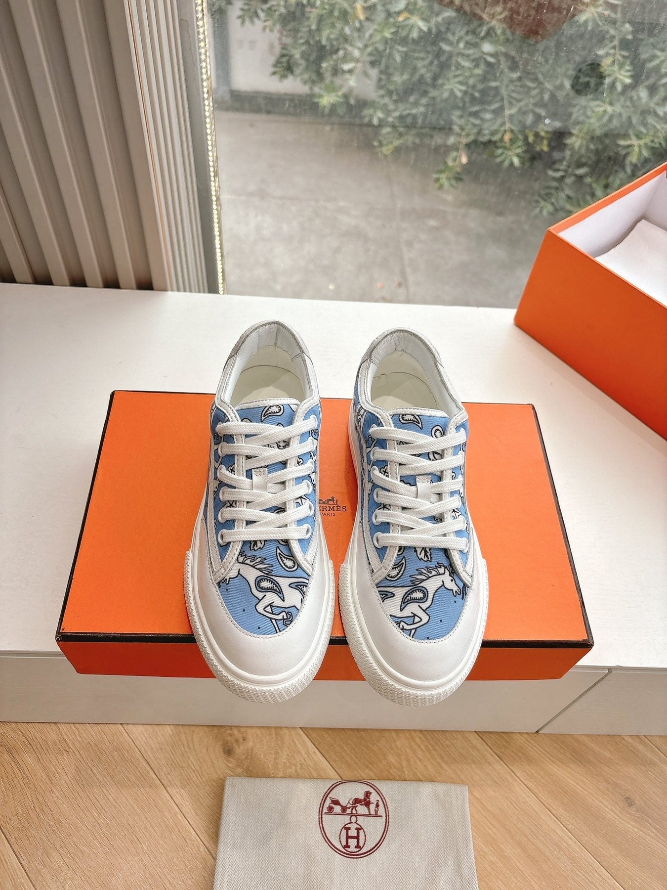 GET SNEAKER IN WHITE MIX CERULEAN BLUE MAXI CANVAS AND CALFSKIN