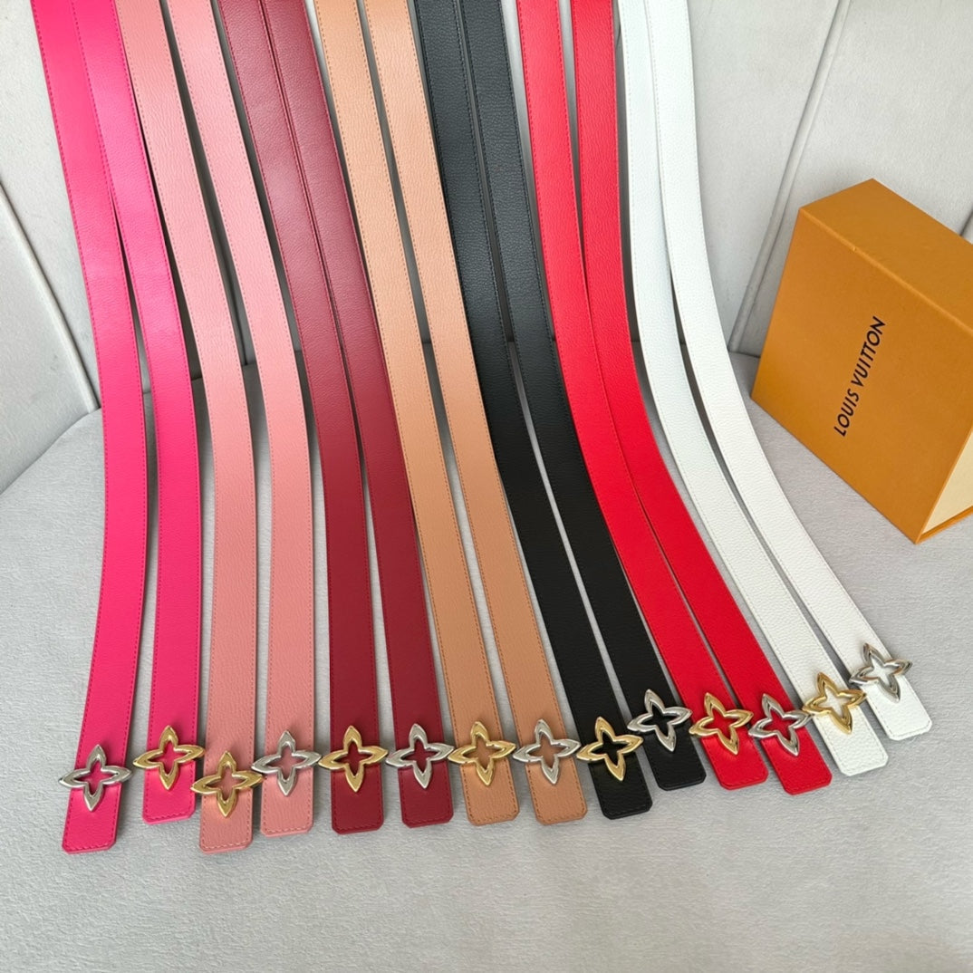 LV Flowergram 30mm Reversible Belt Silver Buckle Black Brown Leather