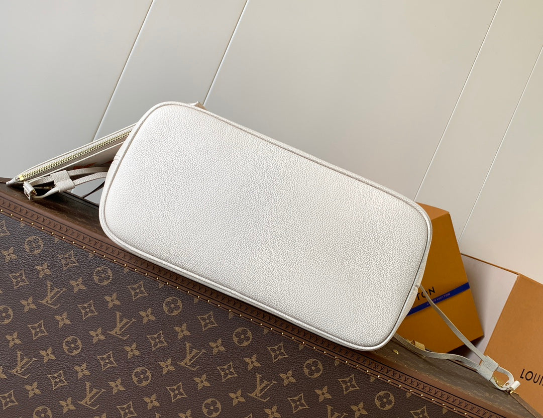 NEVERFULL MM TOTE BAG 32 IN WHITE MIX ORANGE CALFSKIN