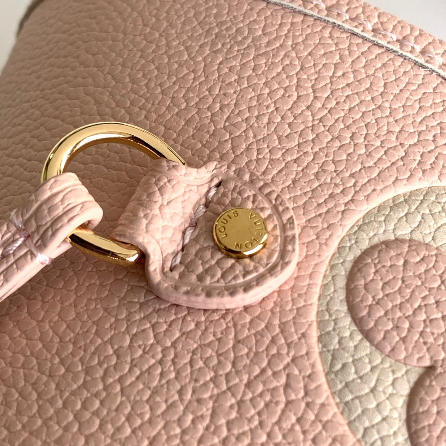 NEVERFULL MM BAG 32 IN PINK AND BEIGE EMBOSSED COWHIDE