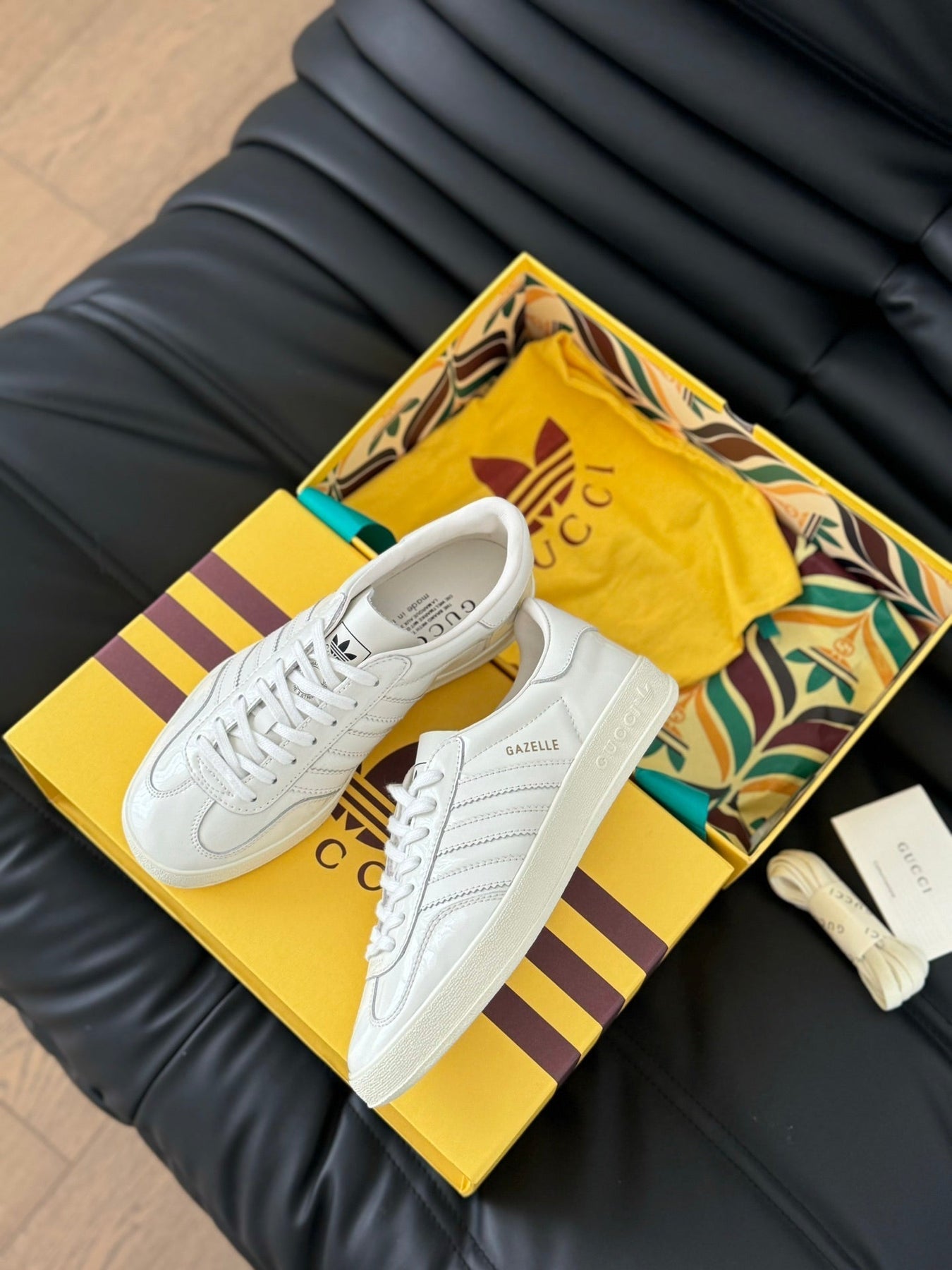 GG & ADIDAS GAZELLE SNEAKER WHITE CALFSKIN