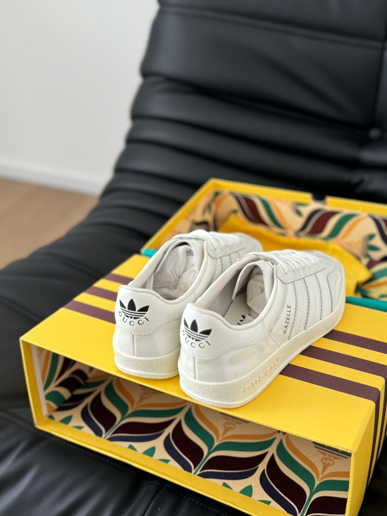 GG & ADIDAS GAZELLE SNEAKER WHITE CALFSKIN