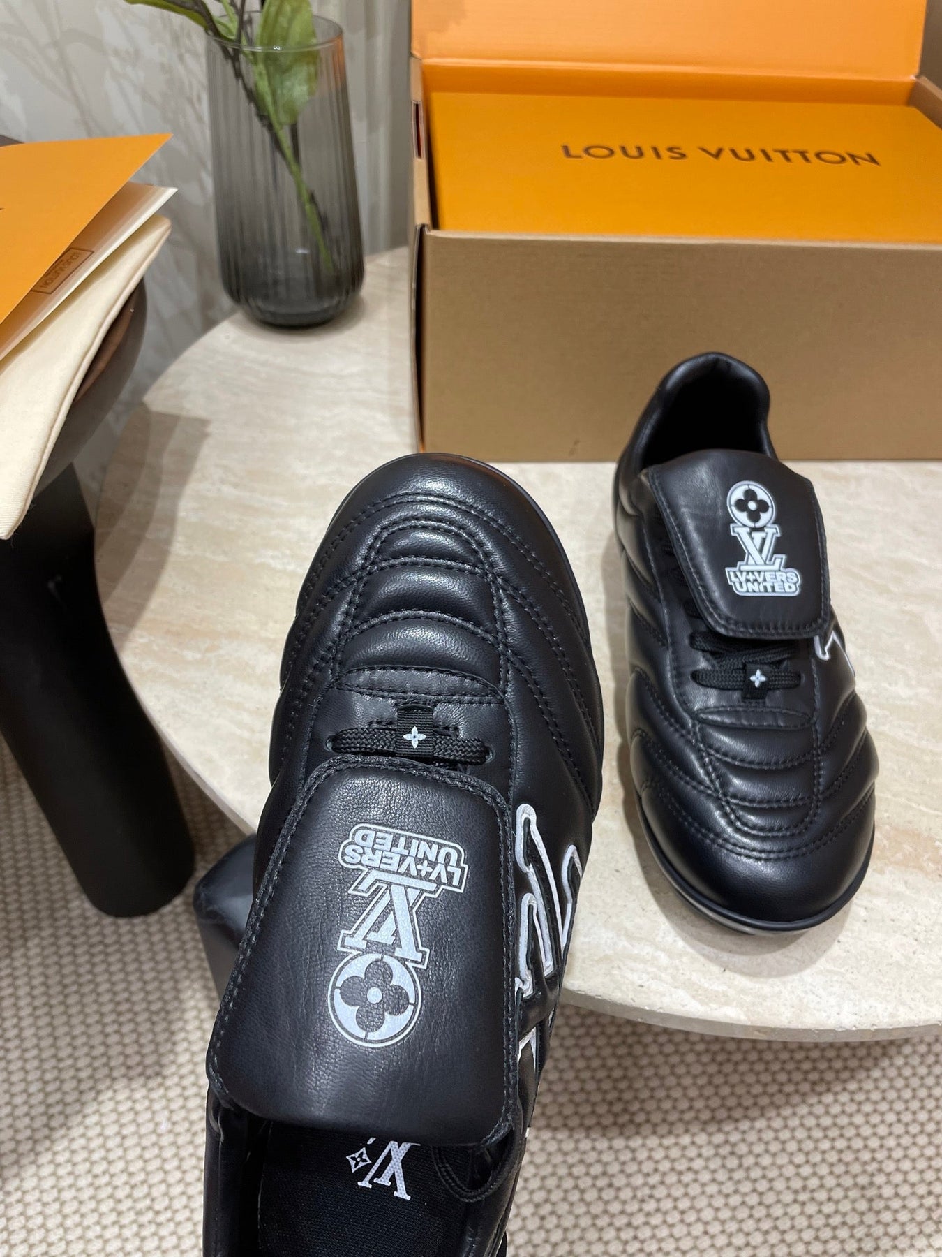 FOOTPRINT SOCCER SNEAKER IN BLACK CALFSKIN