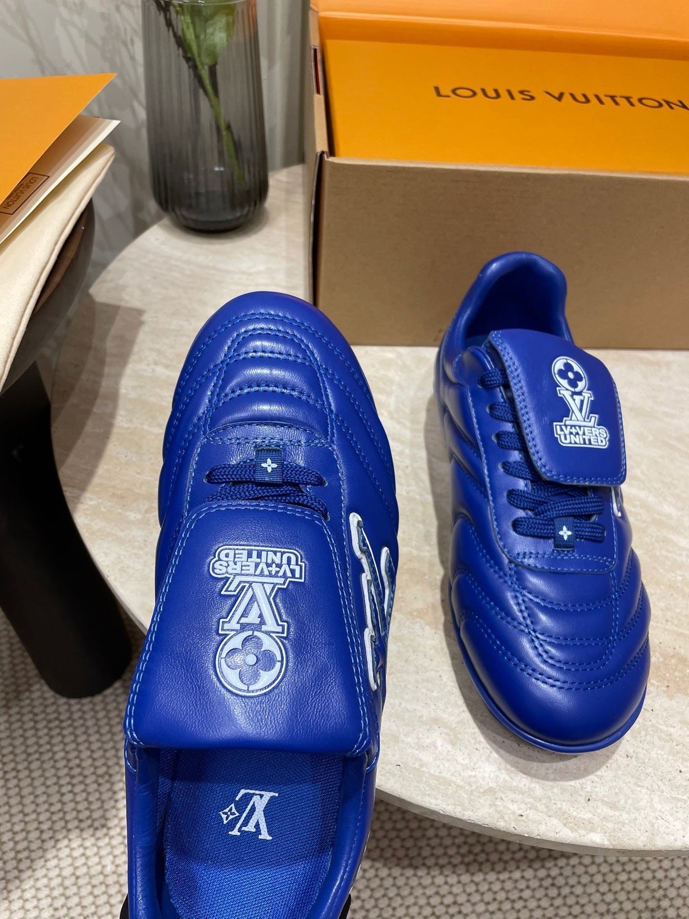 FOOTPRINT SOCCER SNEAKER IN COBALT BLUE CALFSKIN