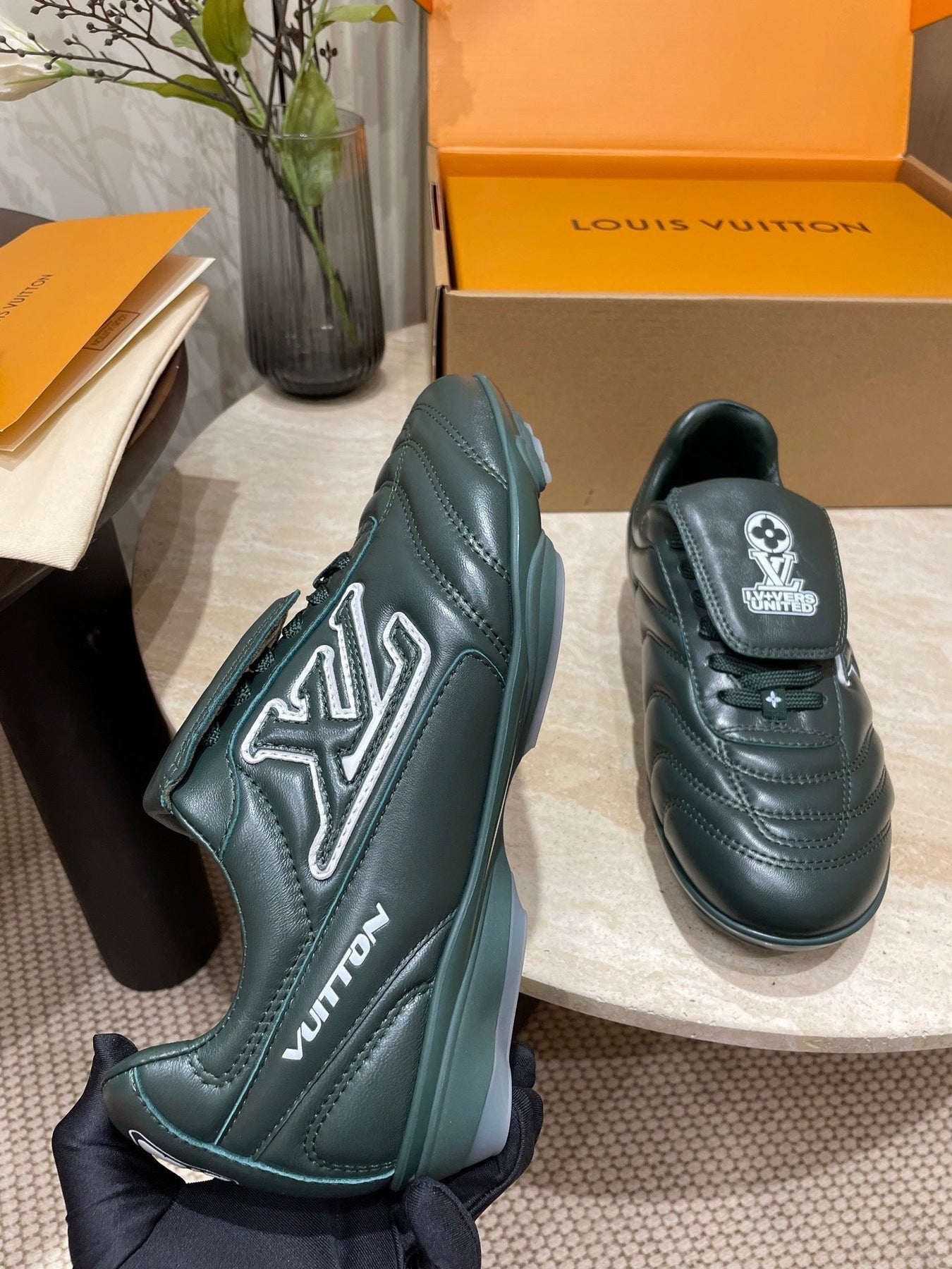FOOTPRINT SOCCER SNEAKER IN FOREST GREEN CALFSKIN