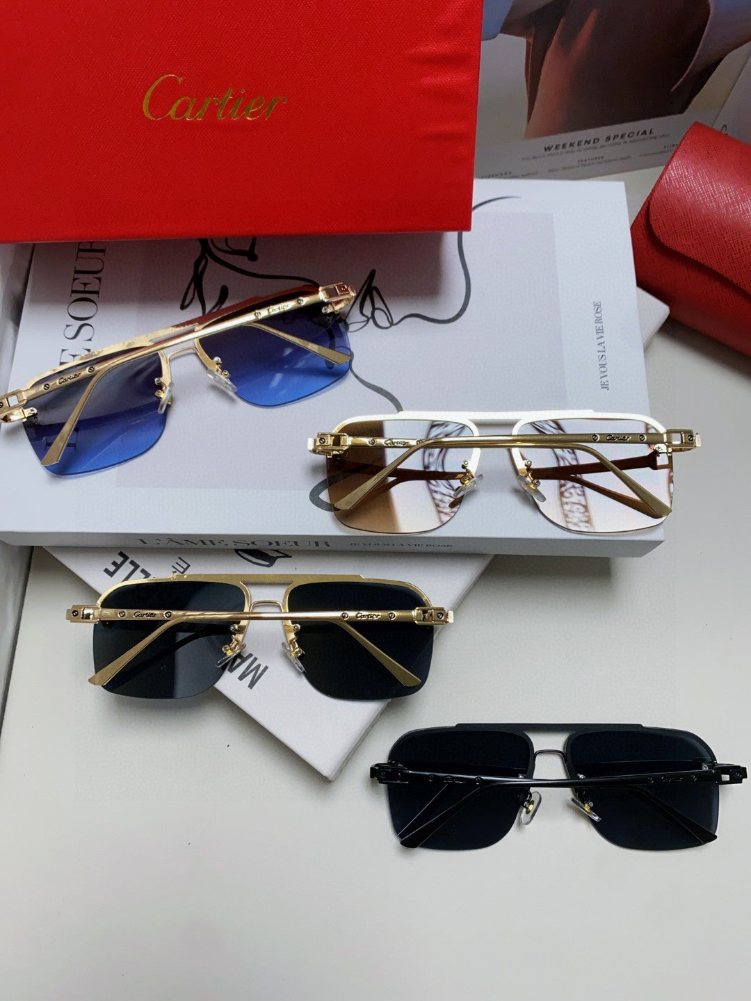 PANTHÈRE SQUARE FRAME SUNGLASSES 543534 IN METAL