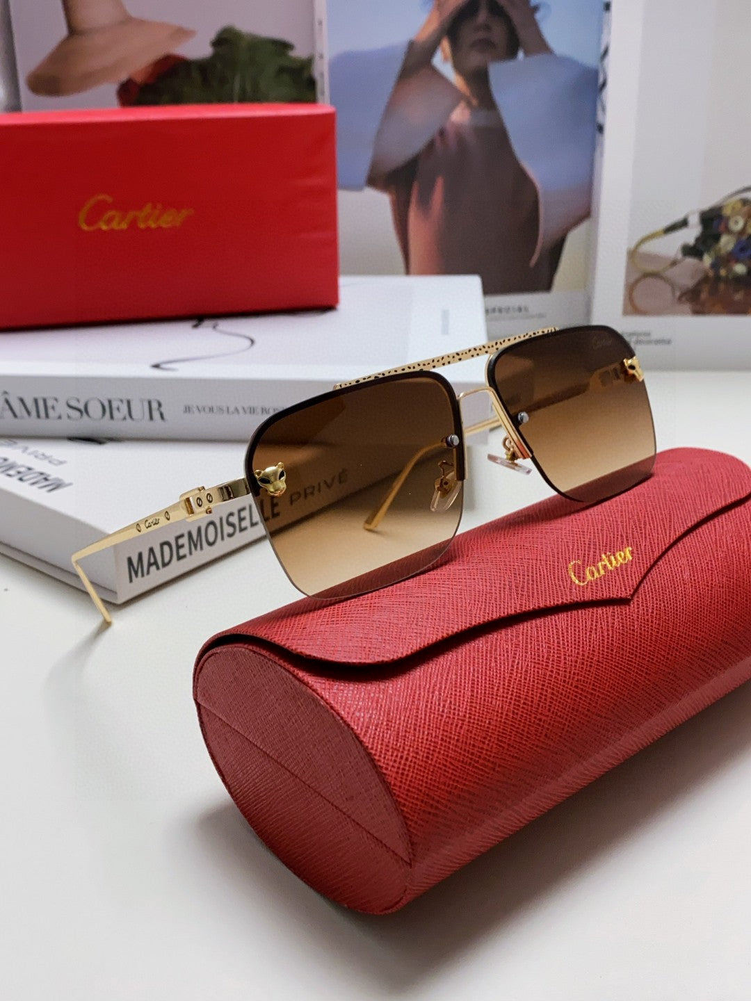 PANTHÈRE SQUARE FRAME SUNGLASSES 543534 IN METAL