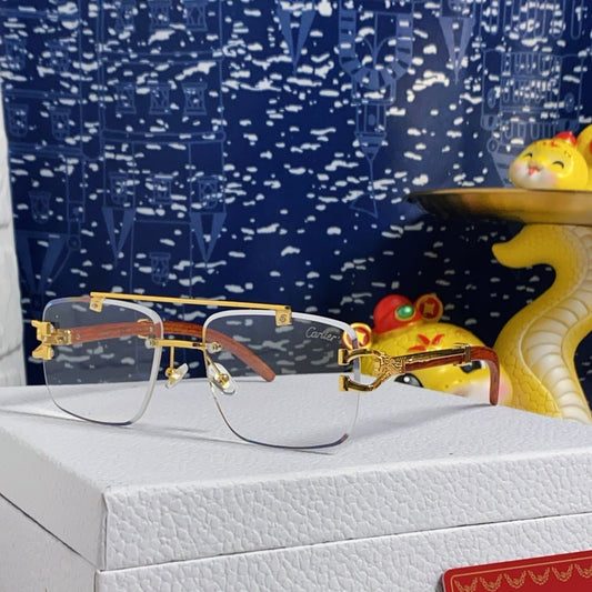 PANTHÈRE SQUARE FRAME SUNGLASSES 559671 IN METAL AND WOODEN