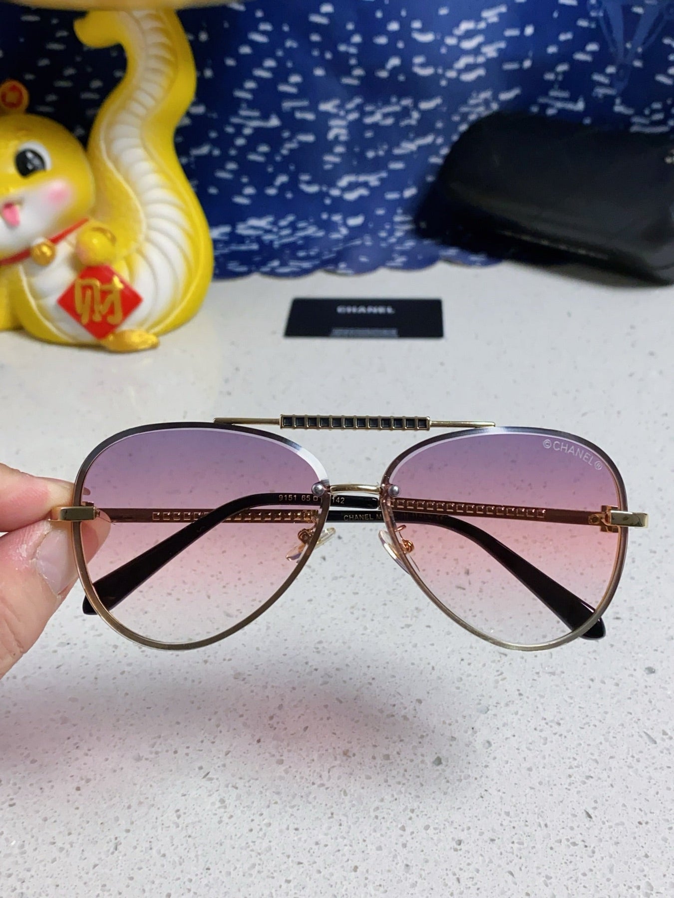 CAT EYE SUNGLASSES 641934 IN GOLD METAL PINK SMOKE LENSES