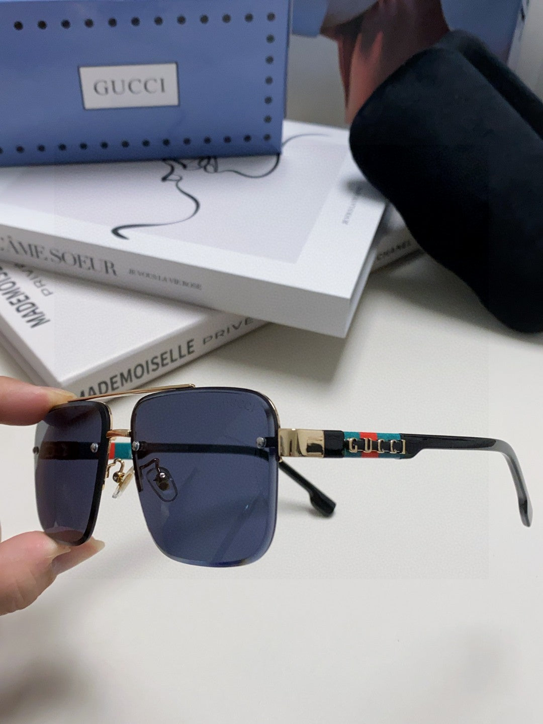 RECTANGULAR FRAME SUNGLASSES 576873 IN METAL