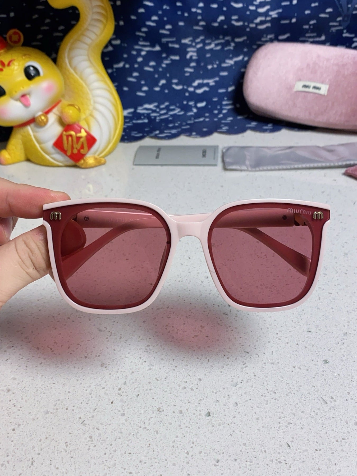 GLIMPSE SQUARE SUNGLASSES 554611 IN LIGHT PINK ACETATE