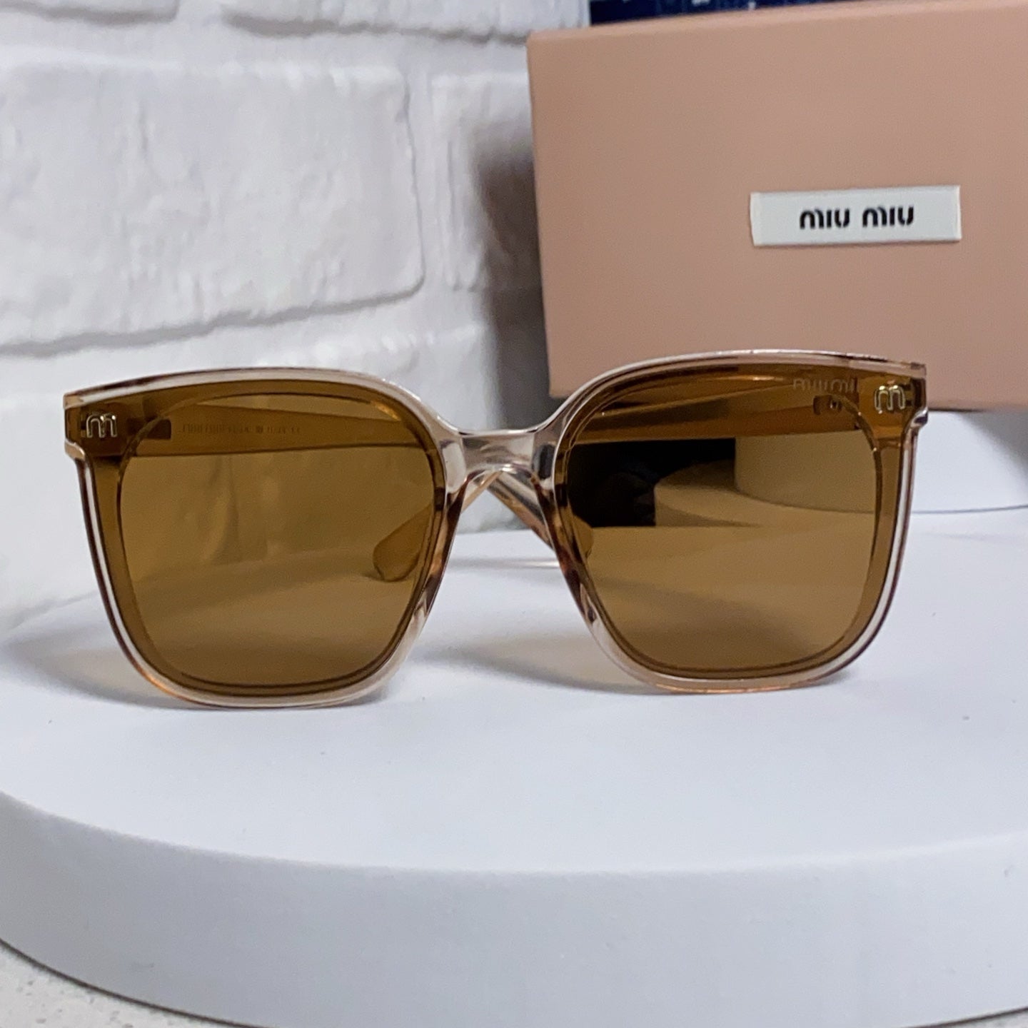 GLIMPSE SQUARE SUNGLASSES 554613 IN BROWN CLEAR ACETATE