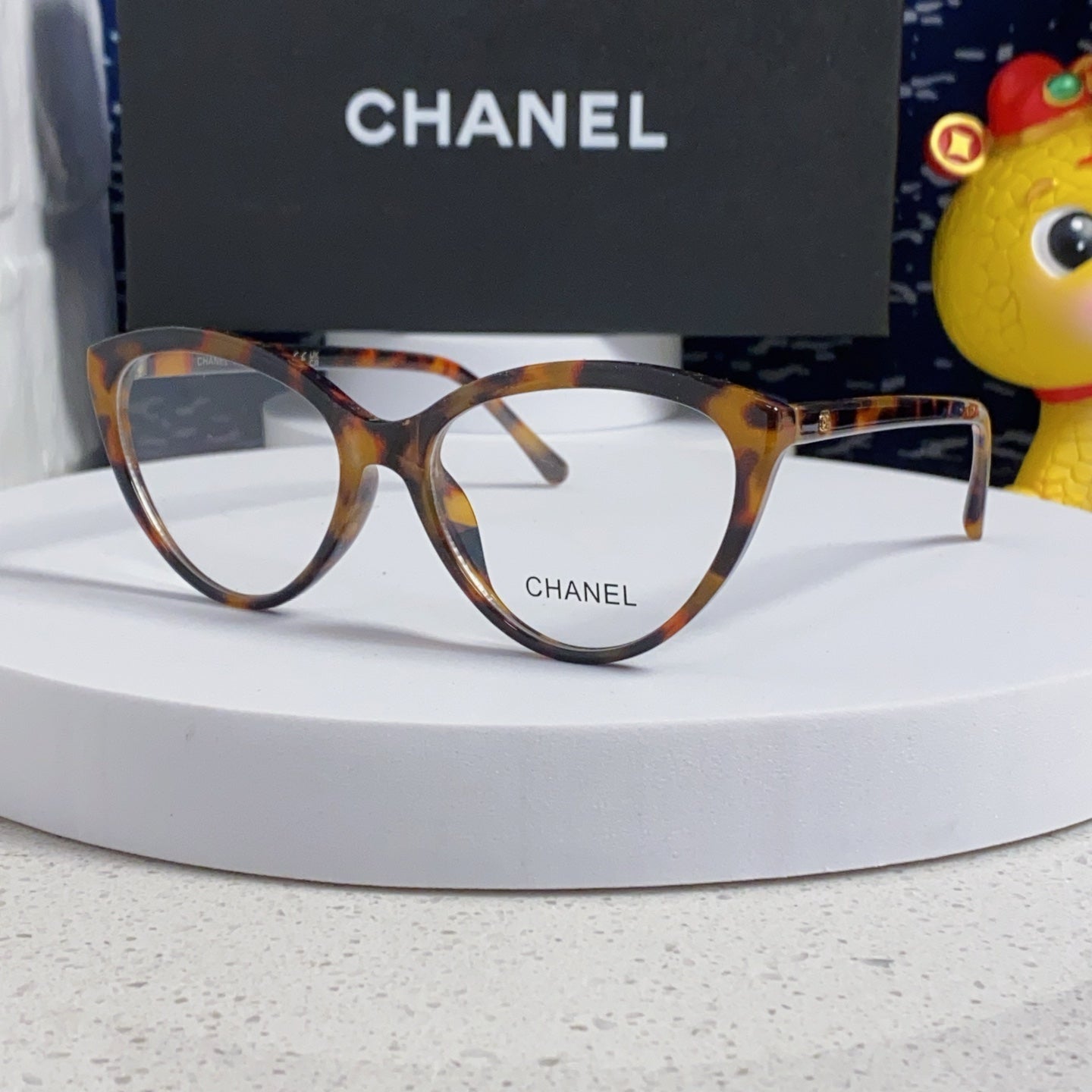 CAT EYE SUNGLASSES CH3393 IN HAVANA ACETATE CLEAR LENSES