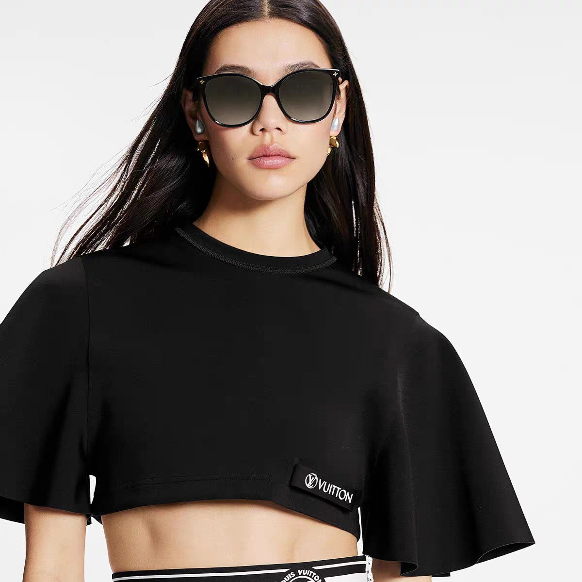 CAT EYE SUNGLASSES 573322 IN BLACK ACETATE MONOGRAM LOGO