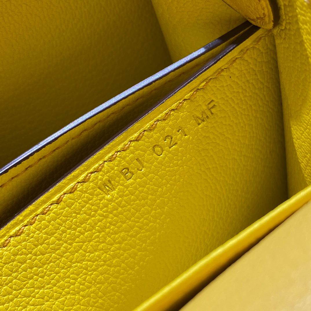 HM ROULIS 18 MINI BAG IN ANZAC YELLOW CALFSKIN GOLD-TONE HARDWARE