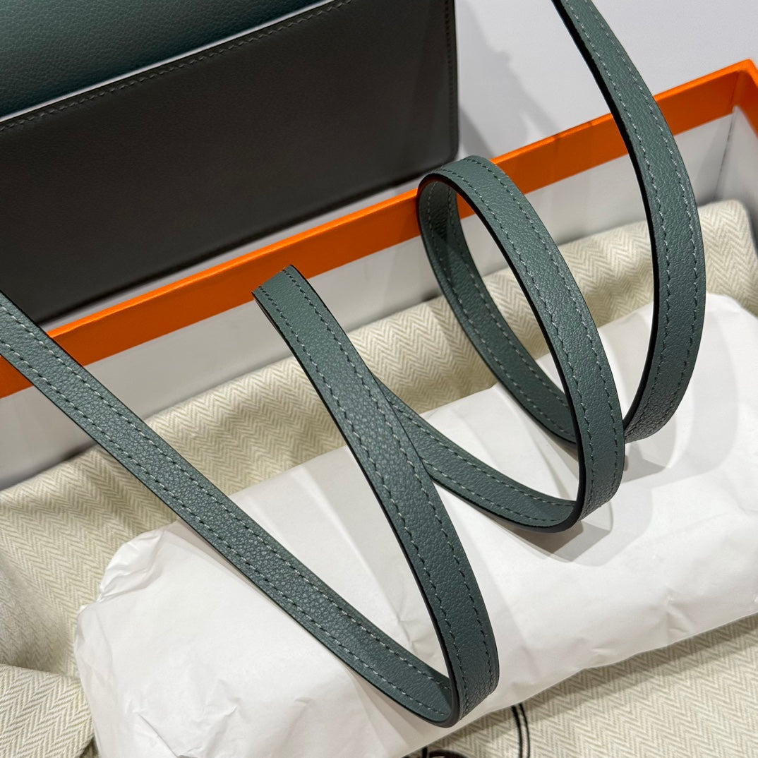 HM ROULIS 18 MINI BAG IN NANDOR GREEN CALFSKIN GOLD-TONE HARDWARE