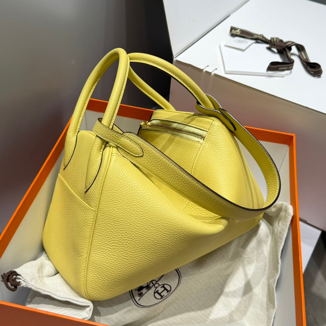 HM LINDY 30 BAG IN YELLOW TOGO LEATHER GOLD HARDWARE
