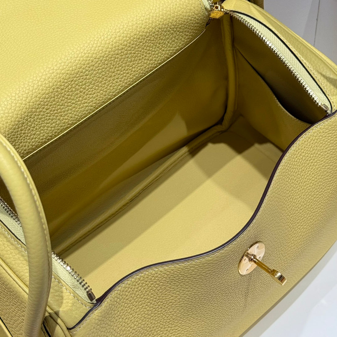 HM LINDY 30 BAG IN YELLOW TOGO LEATHER GOLD HARDWARE