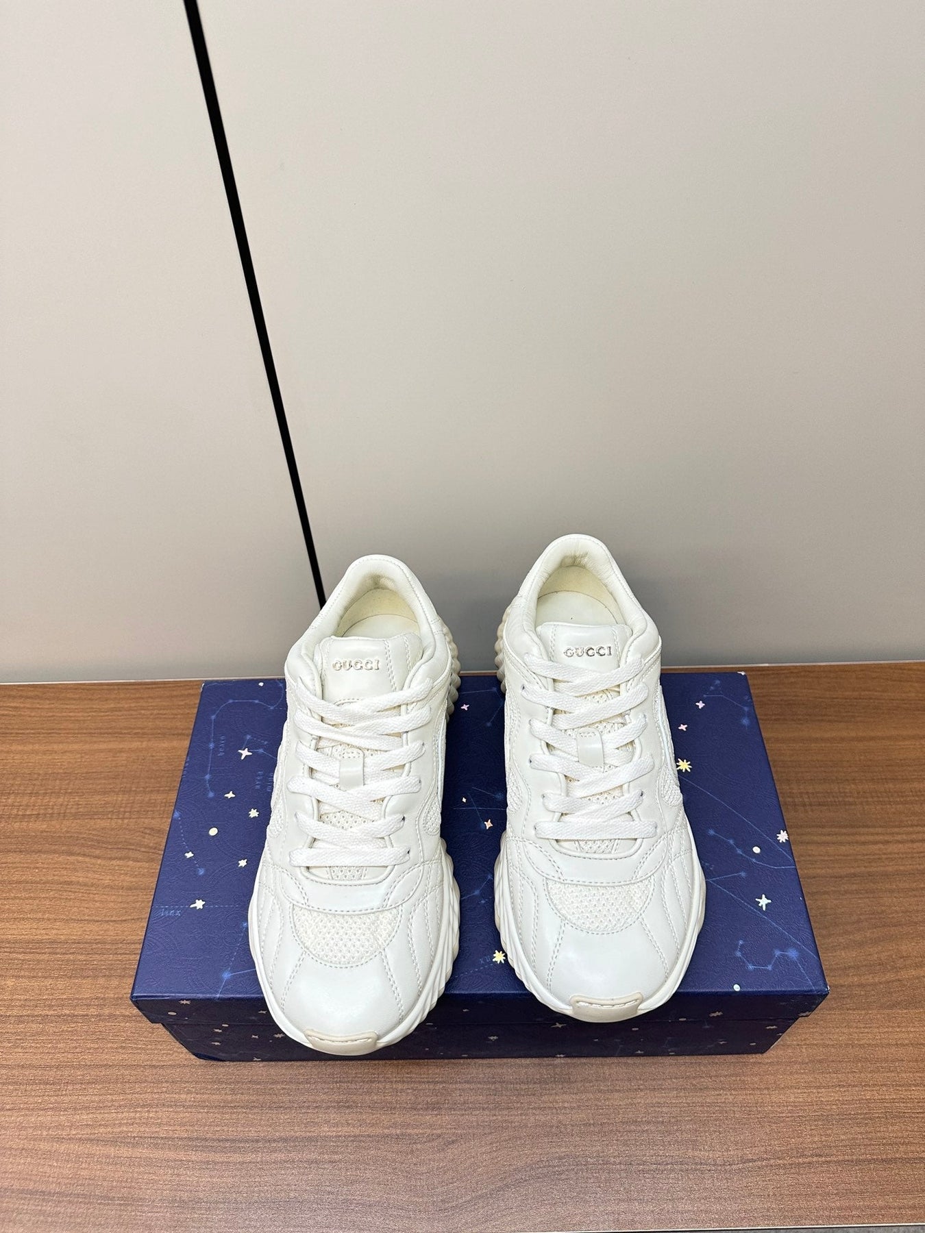 GG Ripple Leather Sneakers White