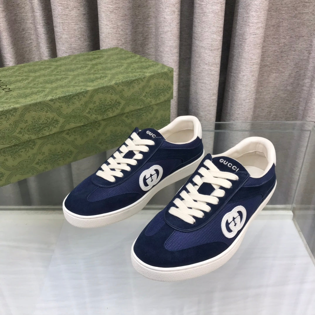 GG INTERLOCKING G SNEAKER DENIM BLUE SUEDE