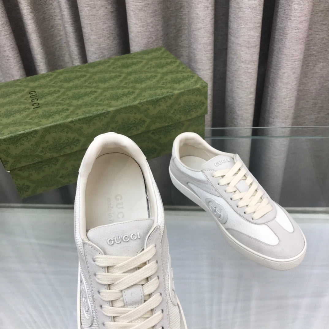 GG INTERLOCKING G SNEAKER LIGHT GRAY SUEDE