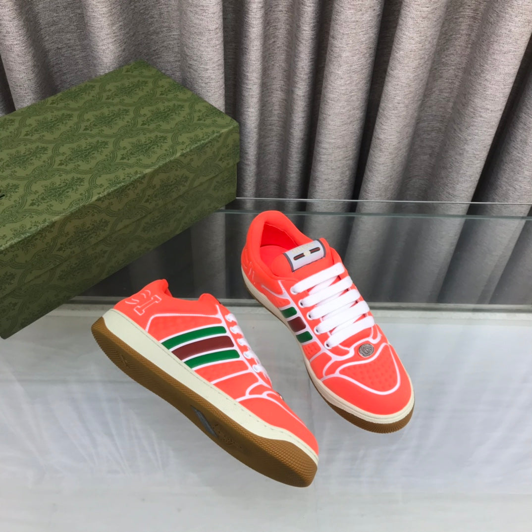 GG SCREENER SNEAKER WITH WEB ORANGE RED CALFSKIN