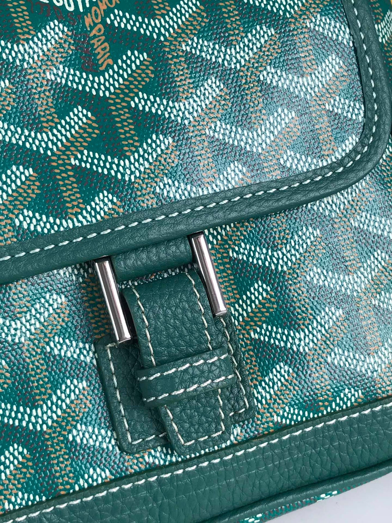GRAND BLEU 16 IN GREEN GOYARDINE CANVAS AND LAMBSKIN