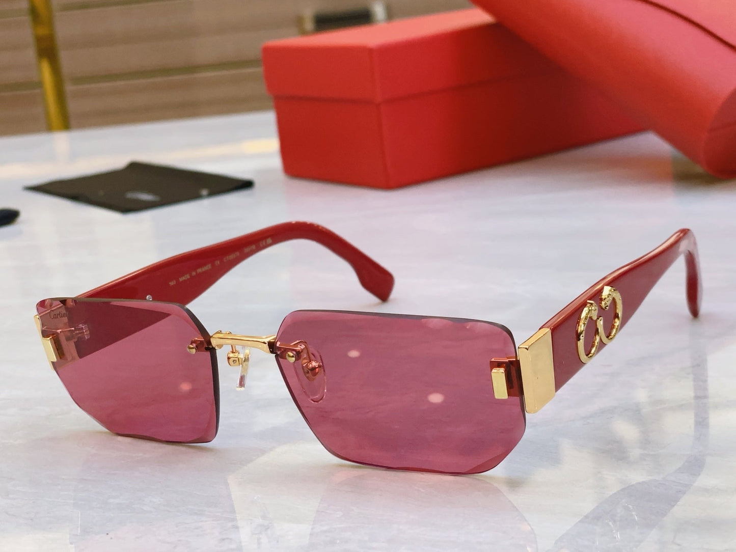 PANTHÈRE GEOMETRIC SUNGLASSES CT0637S IN METAL AND ACETATE