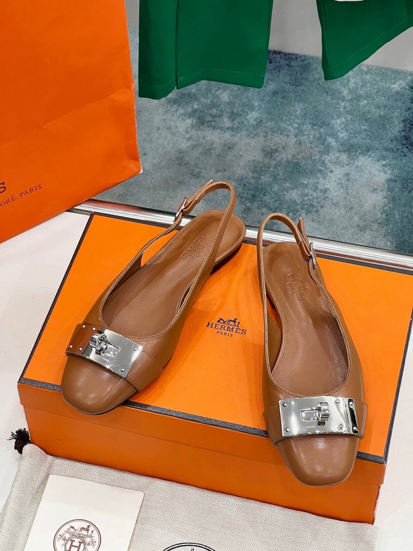 INNOCENTE SLINGBACK CARAMEL CALFSKIN