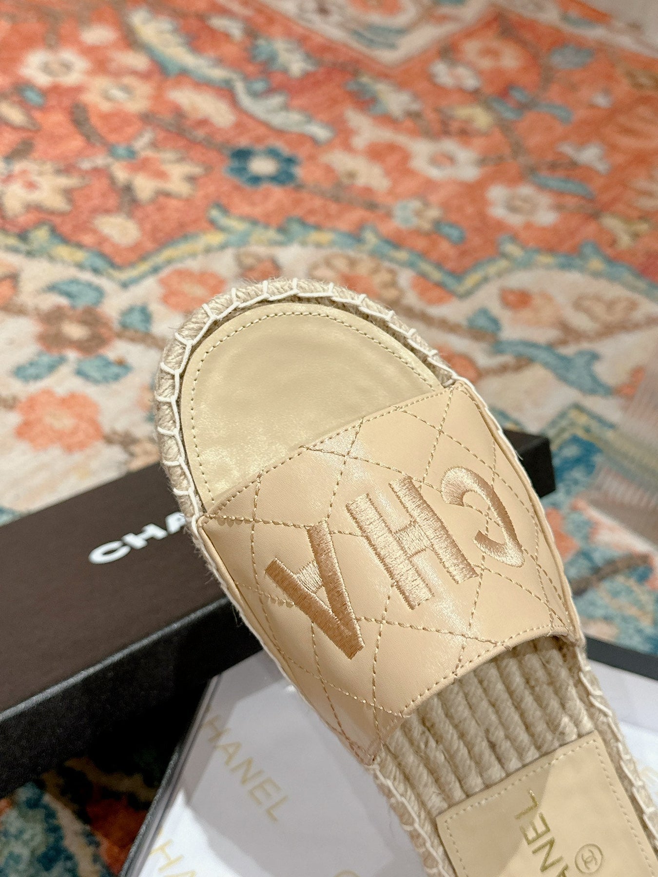 FLAT SLIPPERS IN BEIGE LAMBSKIN MIX WOVEN