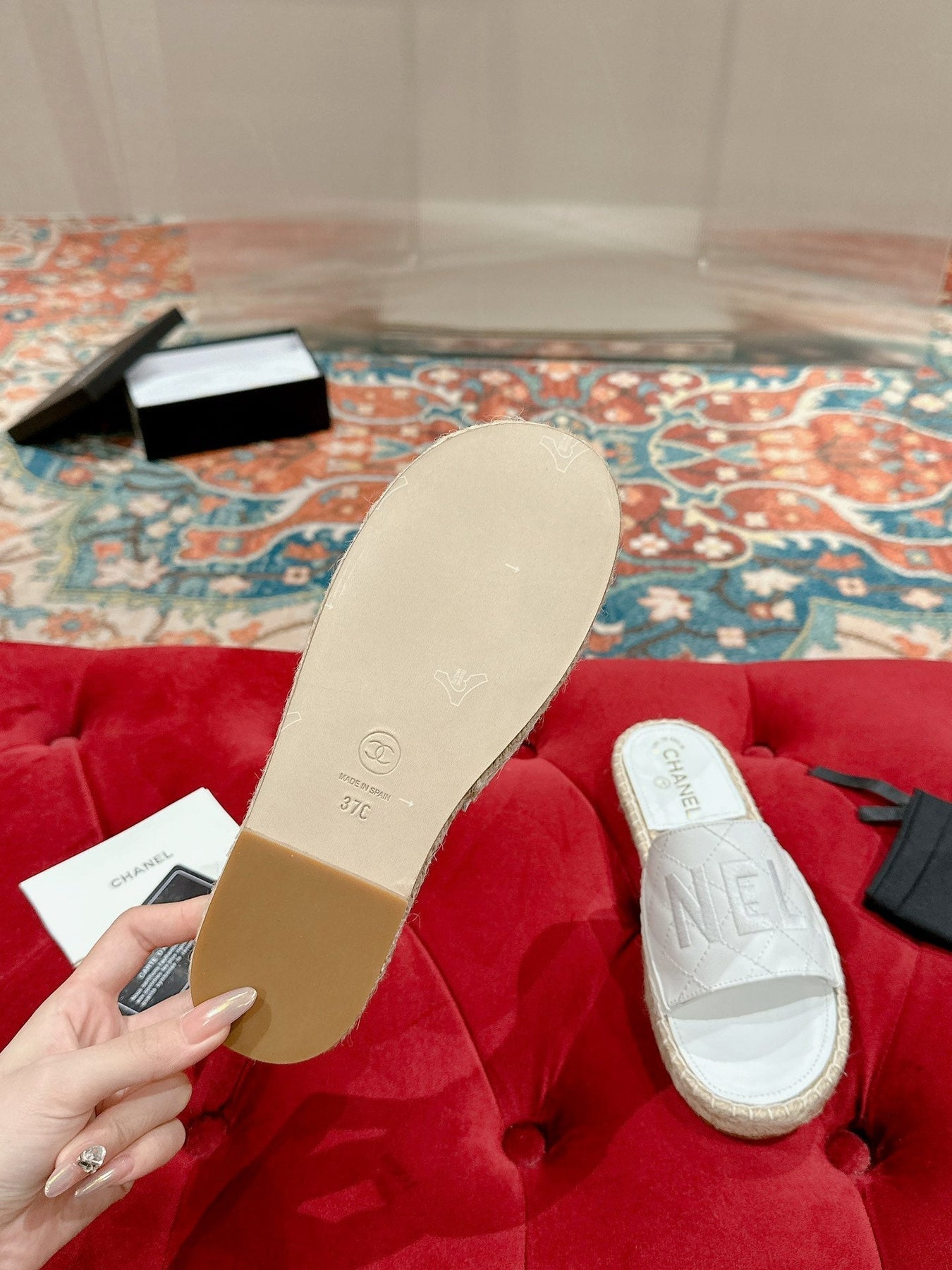 FLAT SLIPPERS IN WHITE LAMBSKIN MIX BEIGE WOVEN