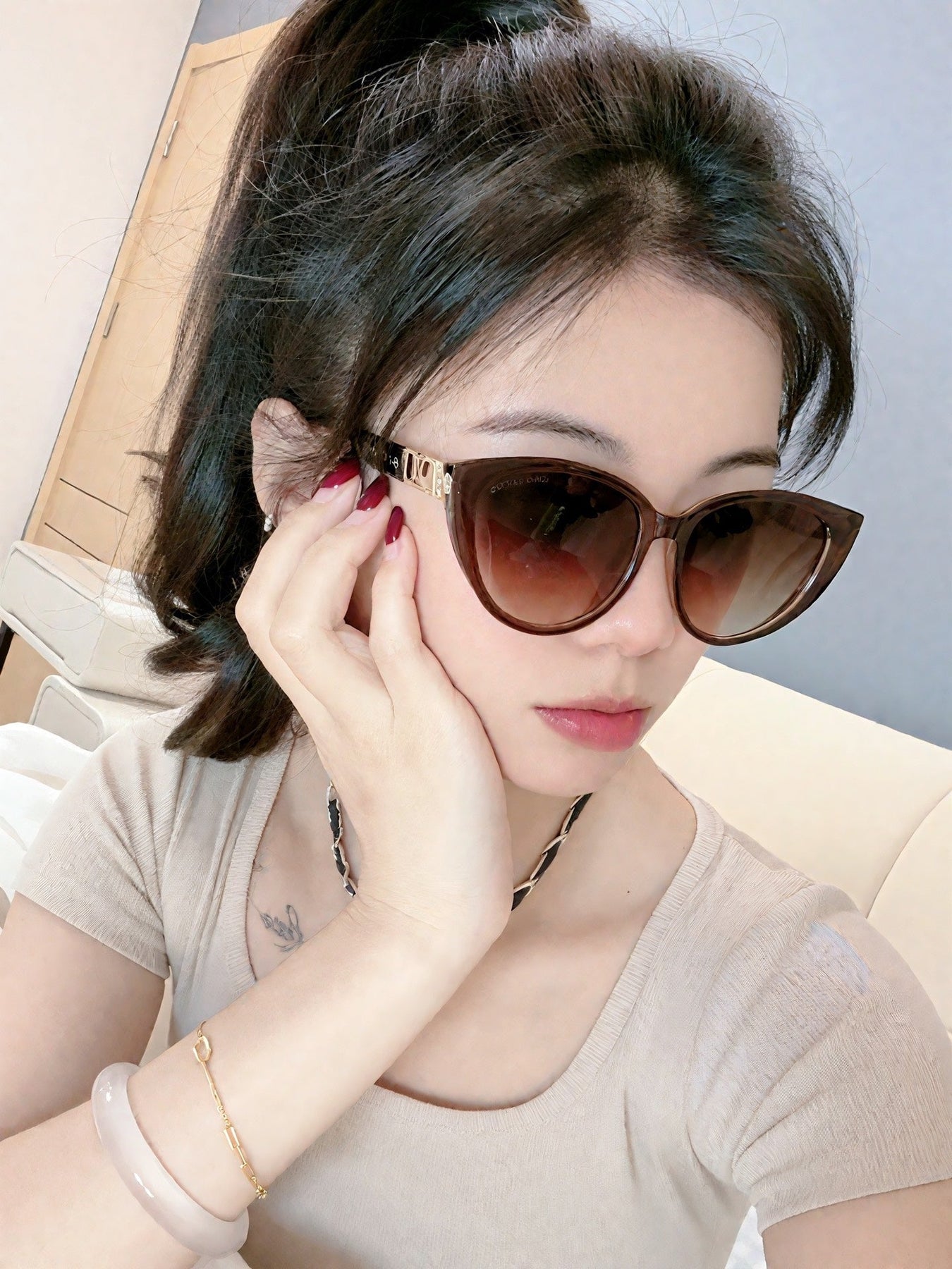 CAT EYE SUNGLASSES L15803 IN ACETATE