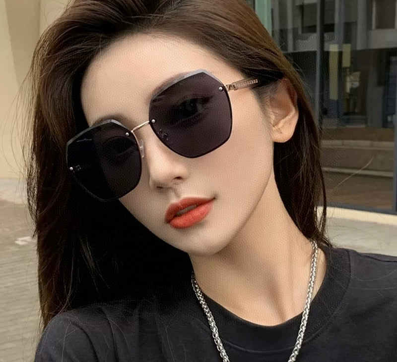 RECTANGULAR FRAME SUNGLASSES G0638 IN METAL AND ACETATE