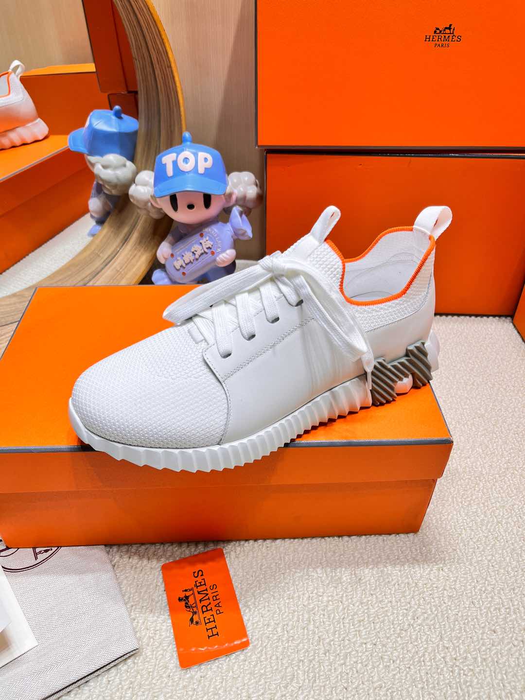 DEPART SLIP-ON SNEAKER IN FULL WHITE KNIT AND CALFSKIN