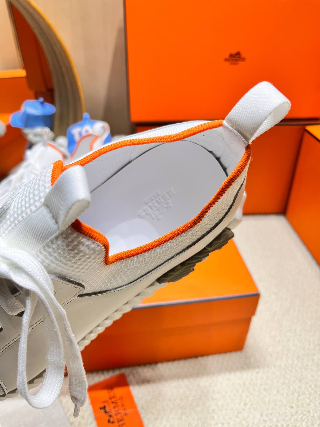 DEPART SLIP-ON SNEAKER IN FULL WHITE KNIT AND CALFSKIN