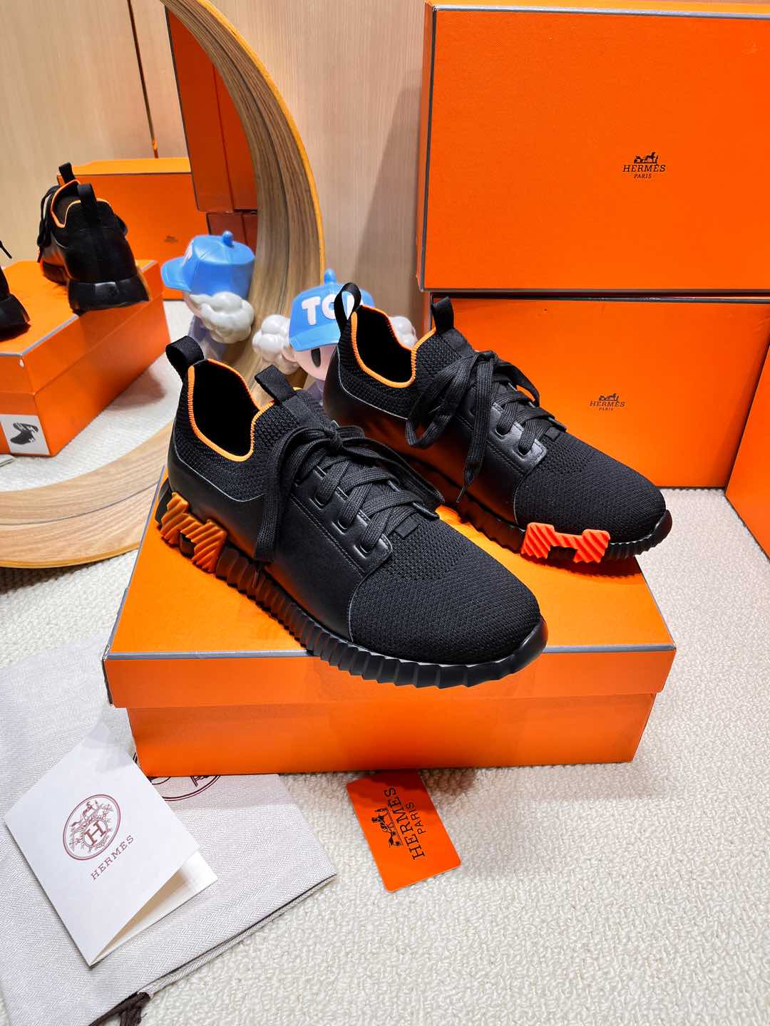 DEPART SLIP-ON SNEAKER IN BLACK KNIT AND CALFSKIN