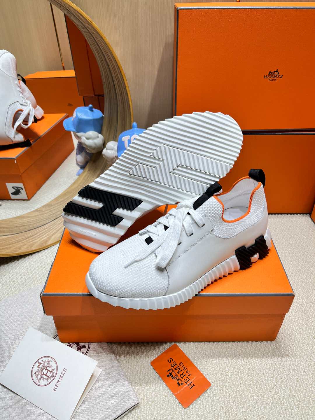 DEPART SLIP-ON SNEAKER IN WHITE KNIT AND CALFSKIN