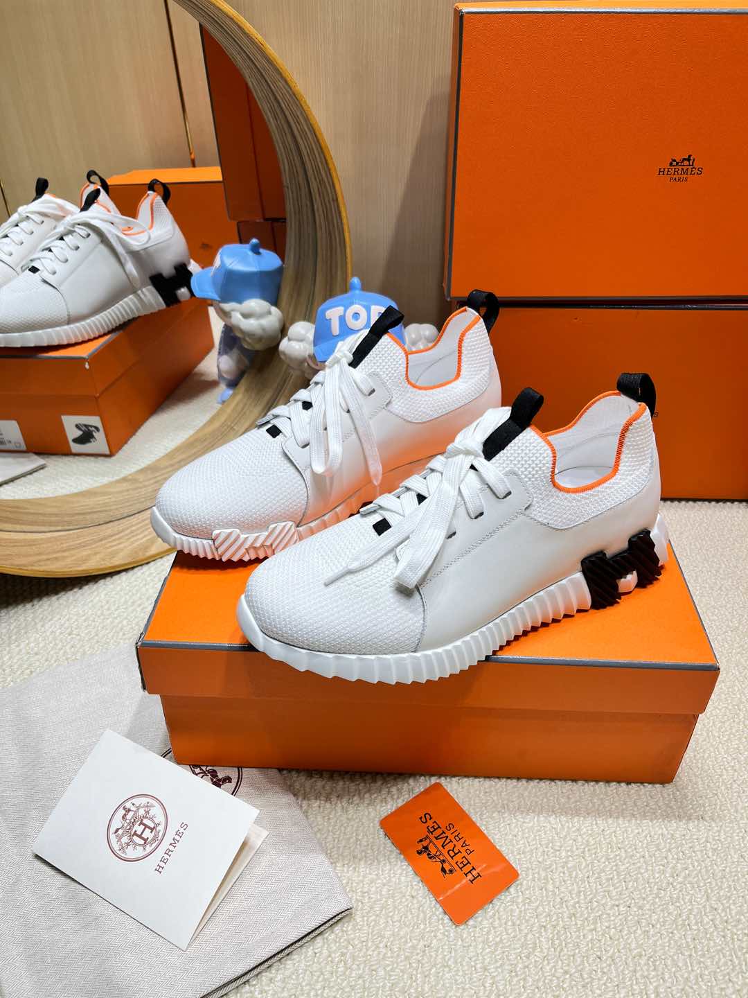 DEPART SLIP-ON SNEAKER IN WHITE KNIT AND CALFSKIN