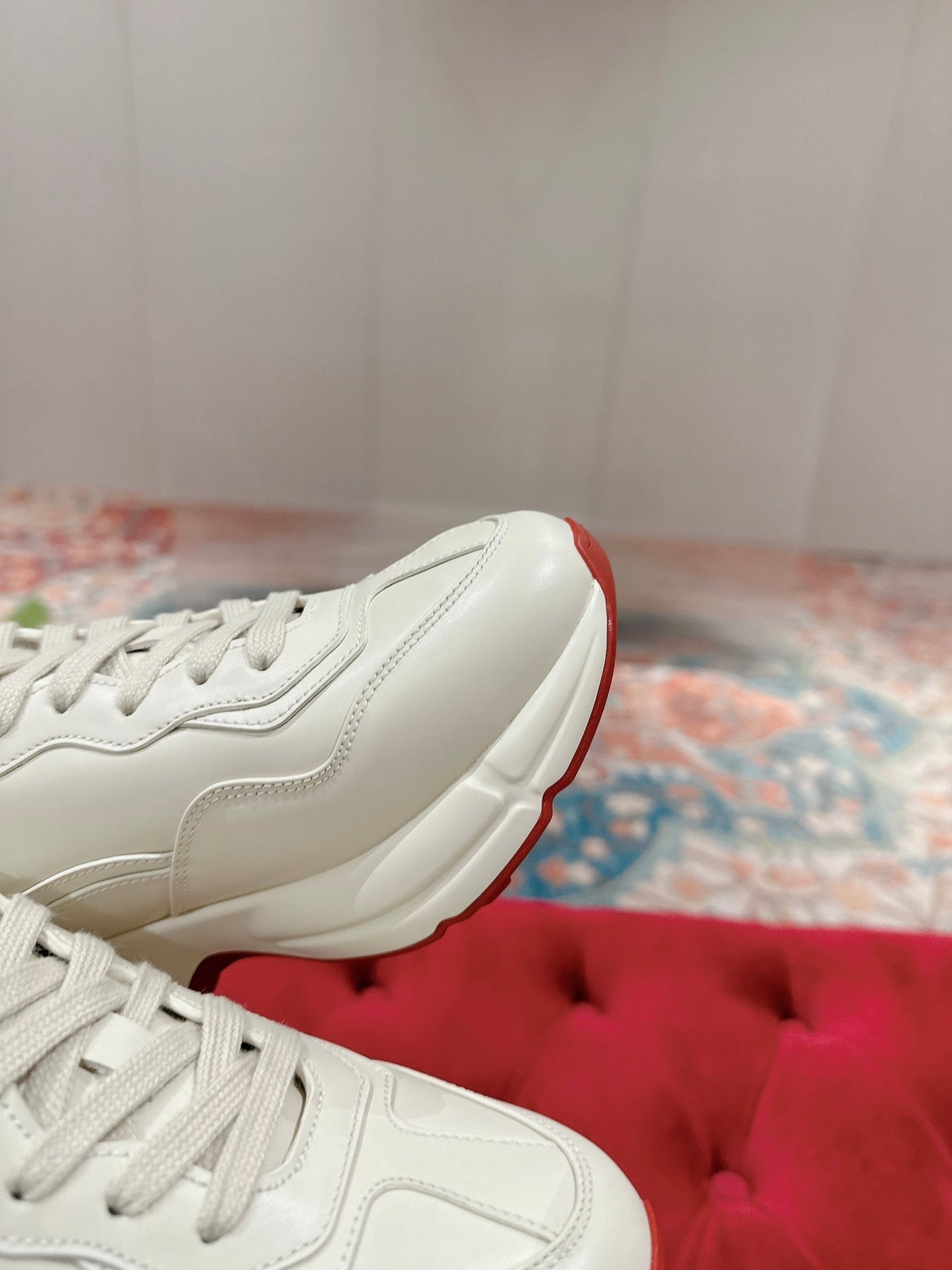 GG RHYTON TRAINER WHITE CALFSKIN WITH DOREMON MOTIF