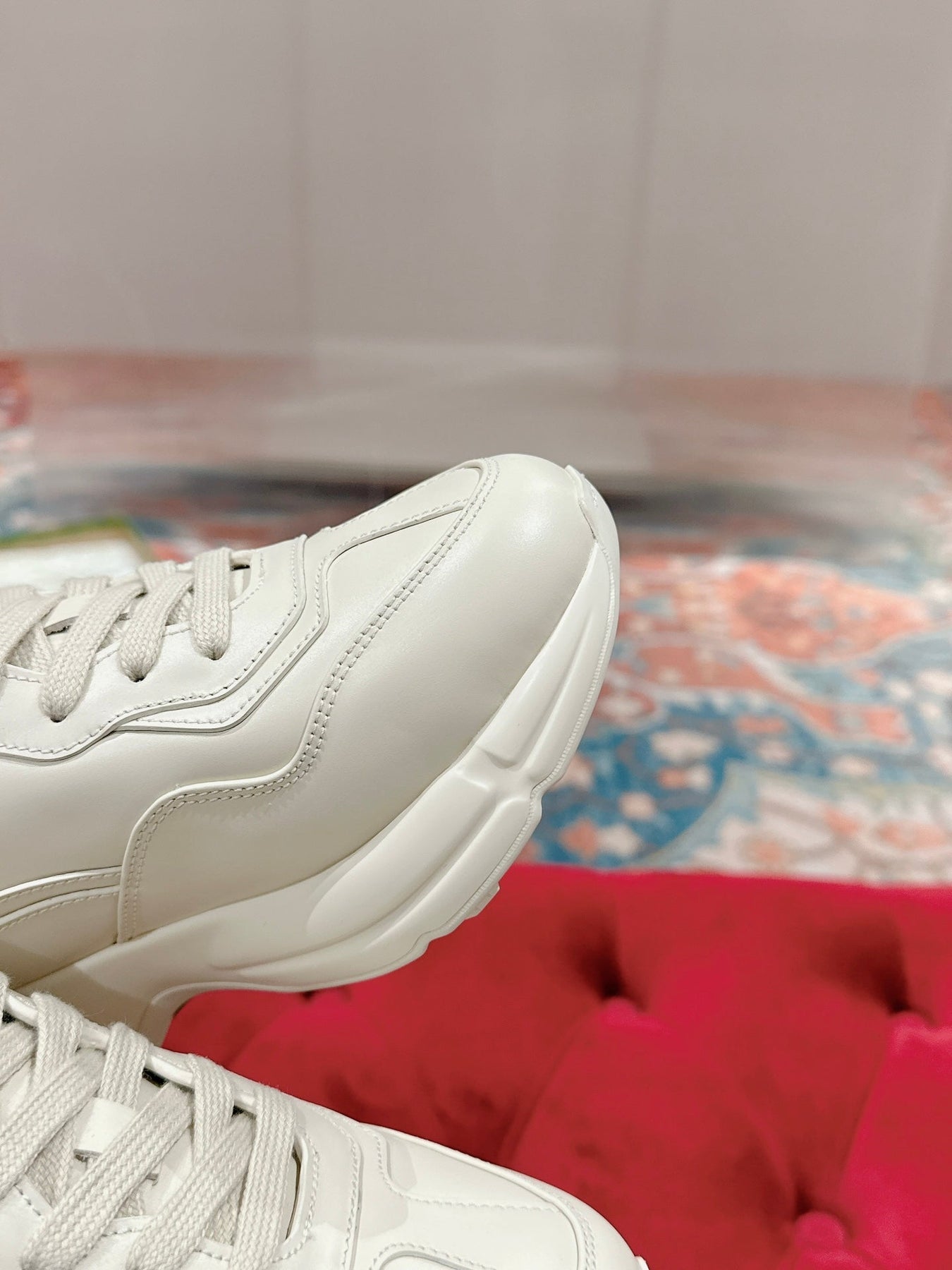 GG RHYTON LOGO TRAINER WHITE CALFSKIN